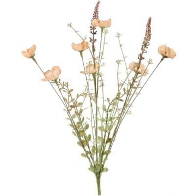 A realistic faux Apricot Wildflower Artifical Rose Spray. The artifical pick can be arranged into a pot or vase. made by the Londer designer Gisela Graham who designs really beautiful gifts for your home and garden. Would make an ideal gift. Would look good in any home and would suit any decor.